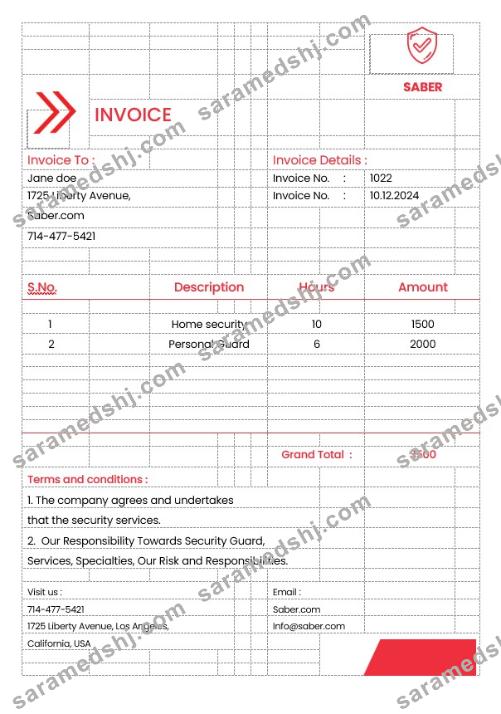 Security Guard Services Invoice Template